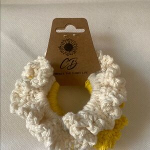 CB Yellow and Cream Crochet Hair Scrunchie Set